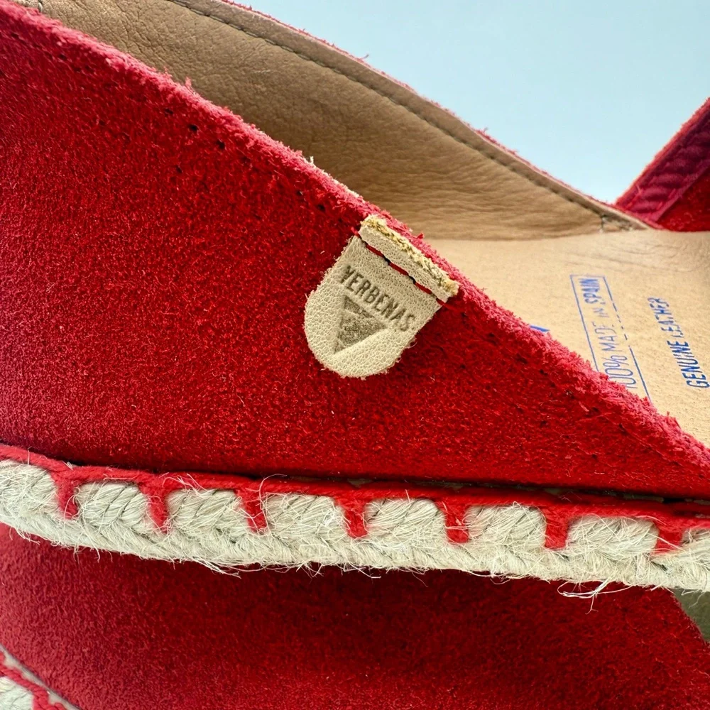 Red Women’s Espadrilles Slip-Ons - Suede Casual Flats